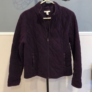 Charter Club Deep Purple Quilted Zip Up Jacket